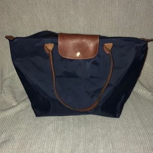Longchamp Le Pliage large navy tote bag